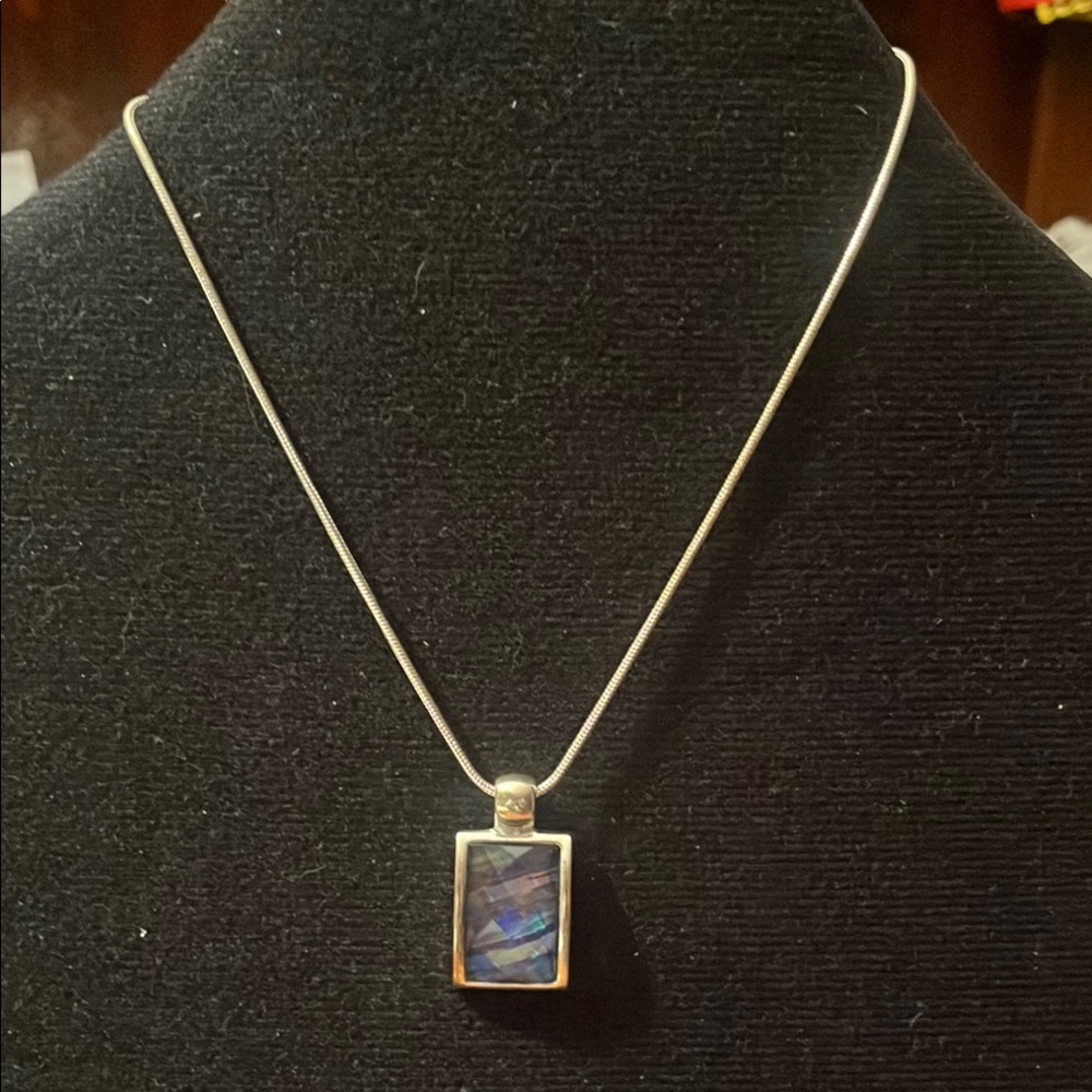 Elegant Silver Necklace with AB Pendant
